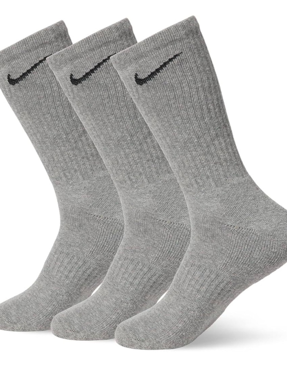 Nike Grey Ribbed Crew Socks - 3 Pack
